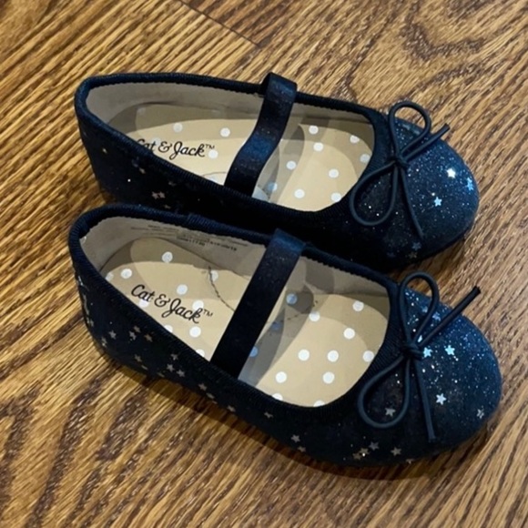 Cat & Jack black Mary Jane sparkly shoes toddler 5 - Picture 1 of 2